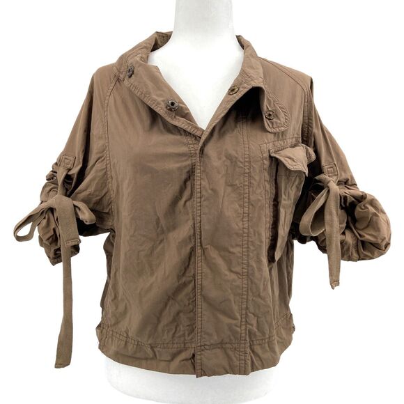 All Saints Pilot Smock Shirt Size 0 Utility Snap Button Closure Brown‎ - Picture 1 of 6
